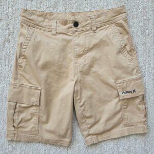 Hurley Cargo Shorts Khaki Beige Tan 9" Adjustable Drawstring Waist Men's Size 28